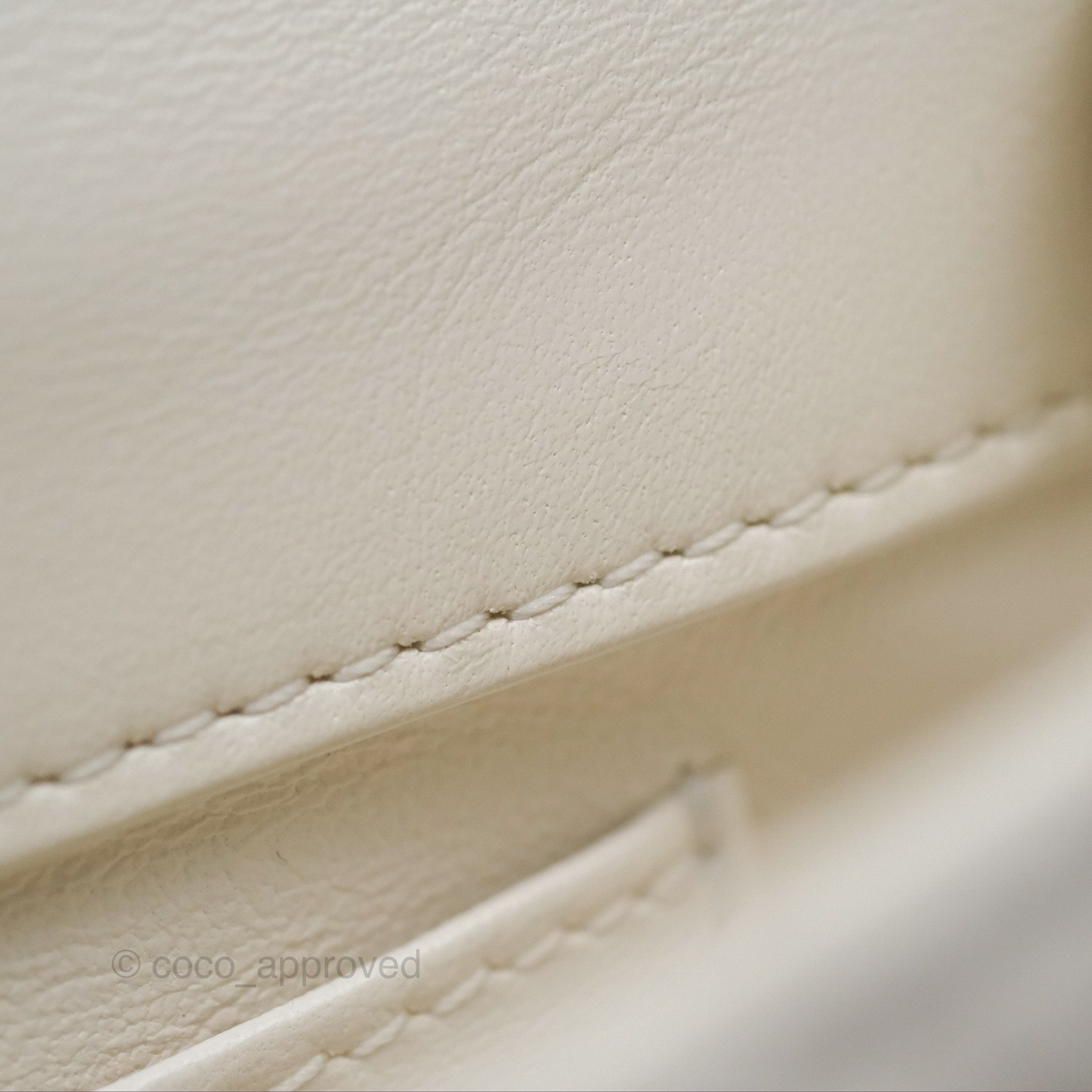 Chanel Top Handle Mini Flap Ivory White Lambskin Gold Hardware