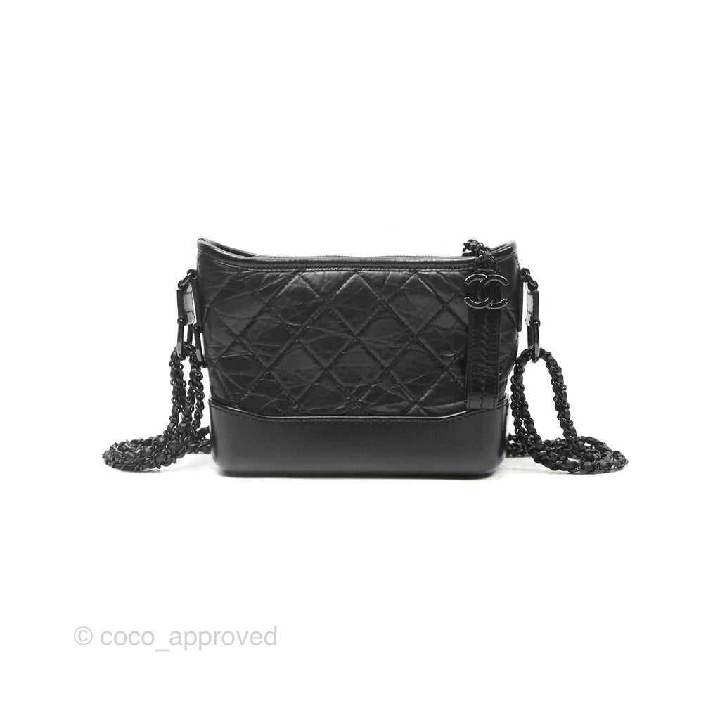 Chanel Small Gabrielle Hobo Quilted So Black Aged Calfskin