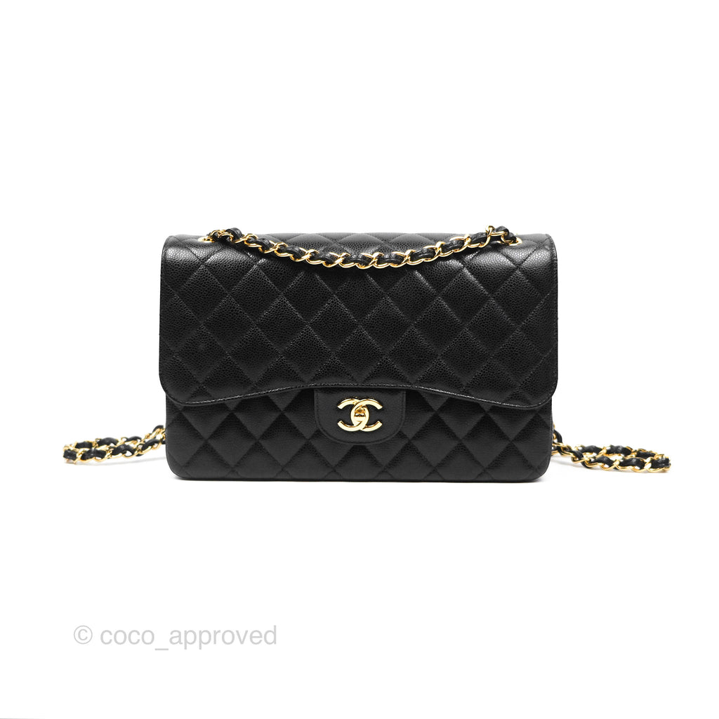 Chanel Jumbo Double Flap Black Caviar Gold Hardware⁣⁣