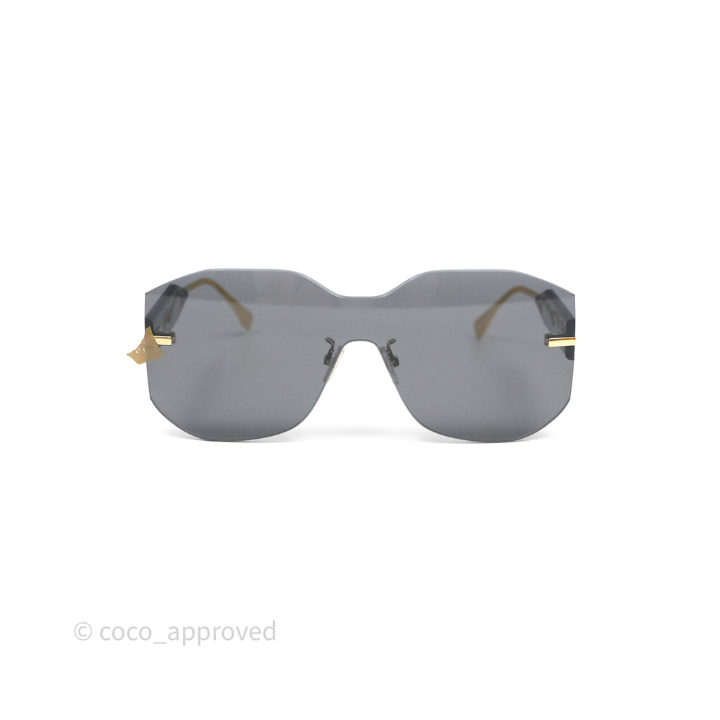 Fendi Fendi Logo Black Sunglasses Gold Tone