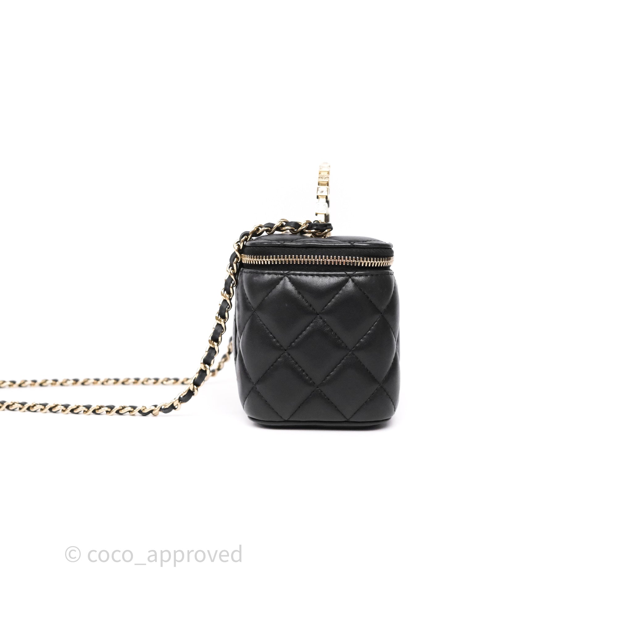 Chanel Crystals Top Handle Vanity Rectangular Black Lambskin Gold