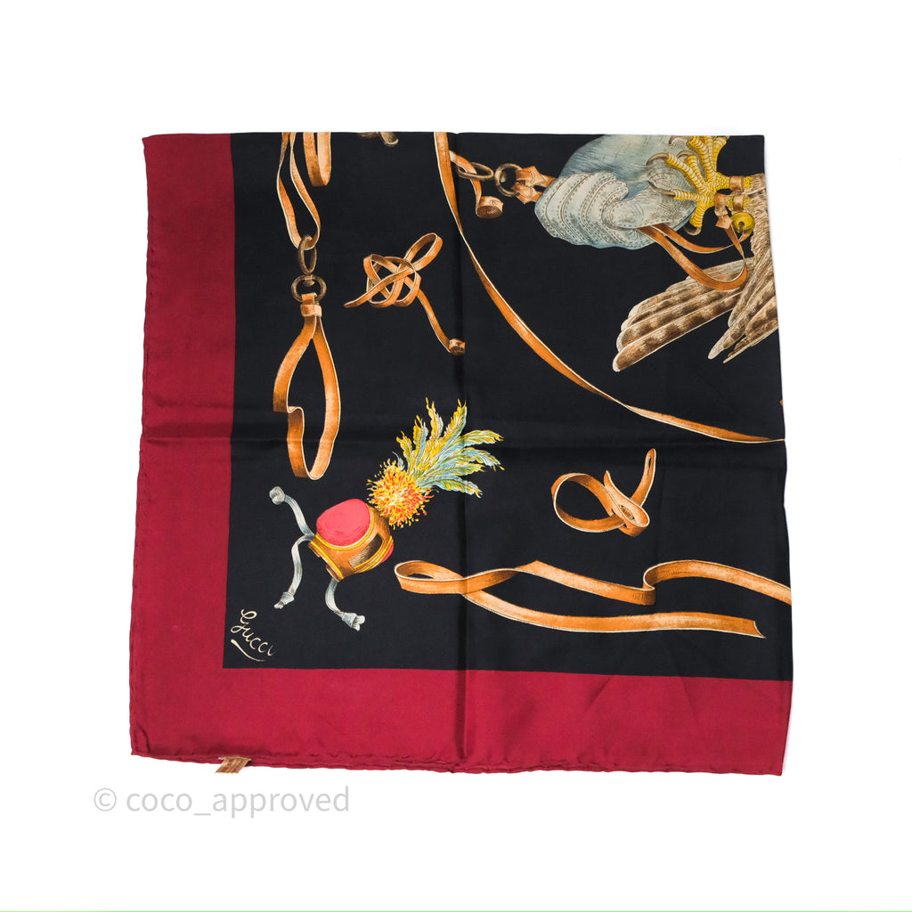 Gucci Bird Printed Scarf Seta Dark Red