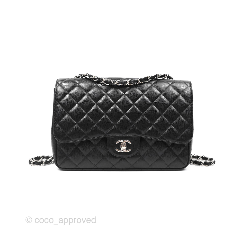 Chanel Jumbo Single Flap Black Caviar Silver Hardware⁣⁣