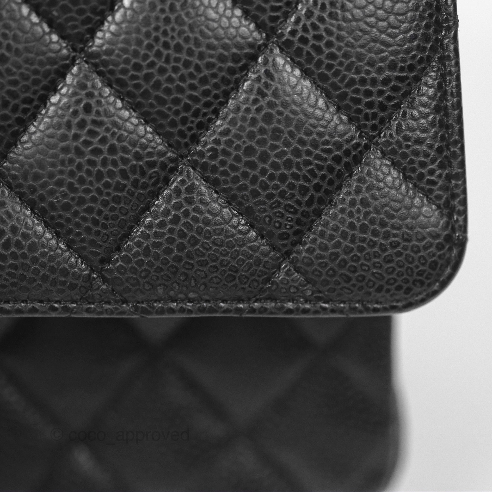 Chanel Classic M/L Medium Flap Quilted Black Caviar Gold Hardware  