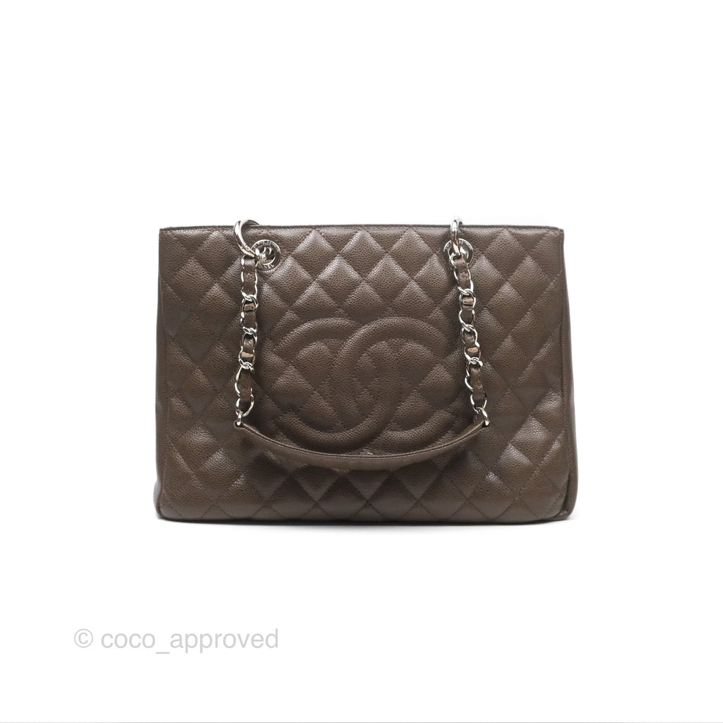 Chanel GST Chocolate Brown Caviar Silver Hardware