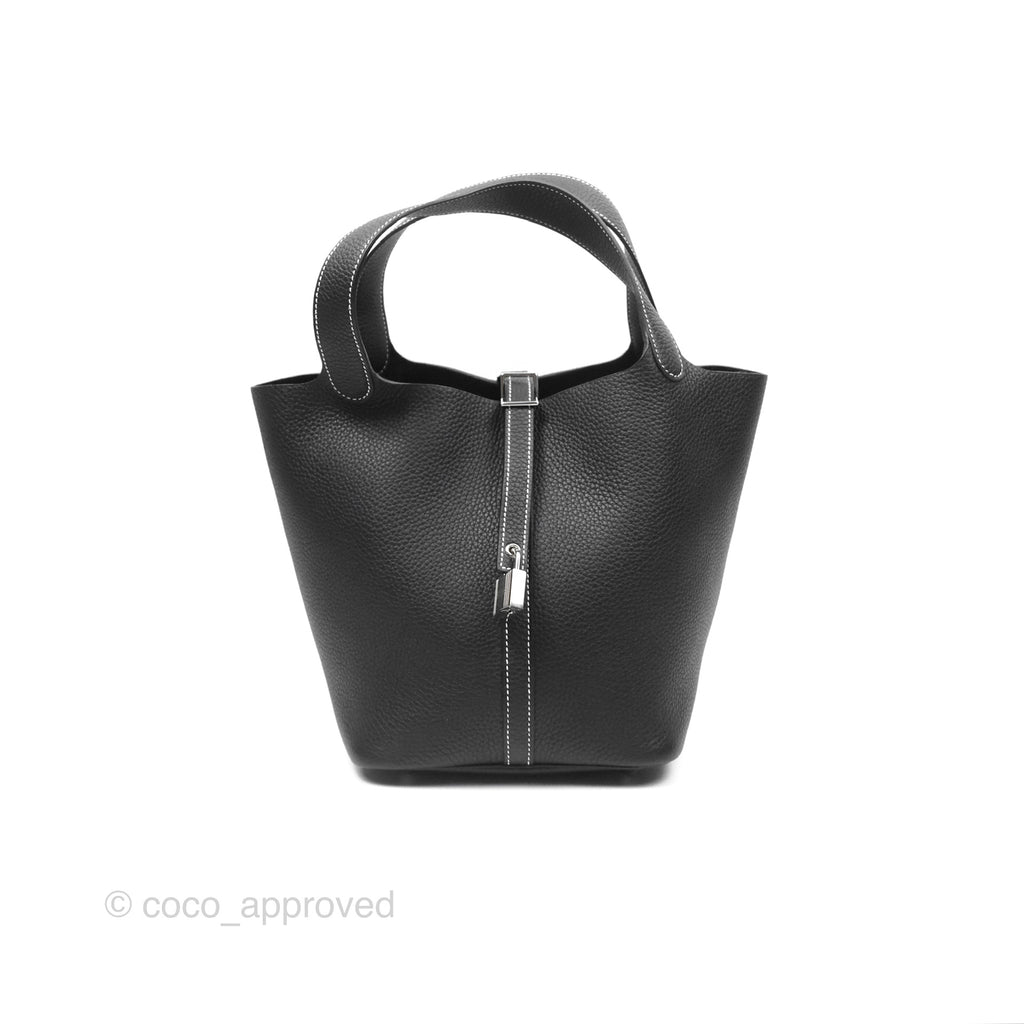 Hermès Picotin 22 Stitch Black Clemence Palladium Hardware