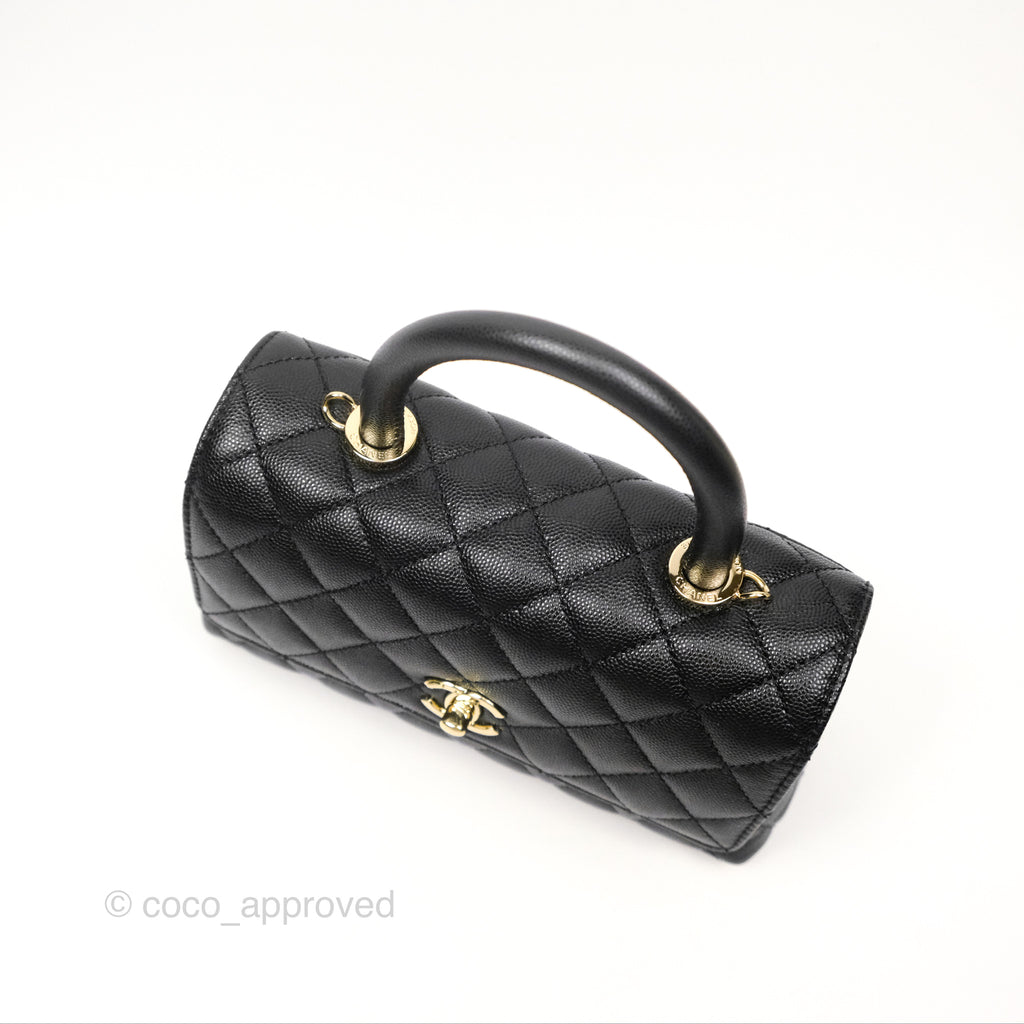 Chanel Small Coco Handle Black Caviar Gold Hardware