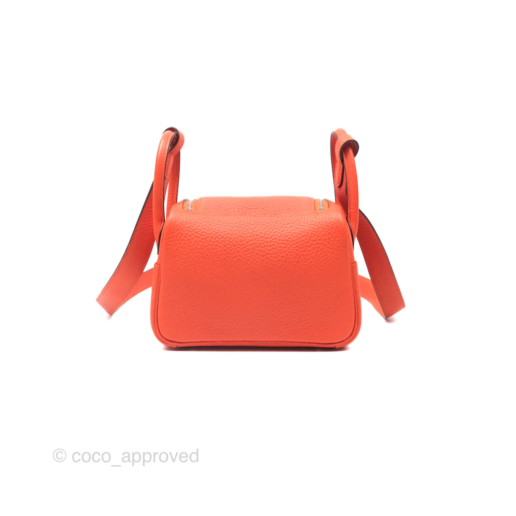 Hermès Mini Lindy 20 Orange Poppy 8V Clemence Palladium Hardware