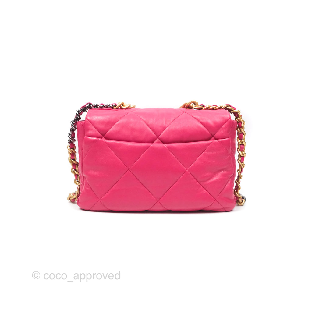 Chanel 19 Large (Medium) Dark Pink Goatskin Mixed Hardware