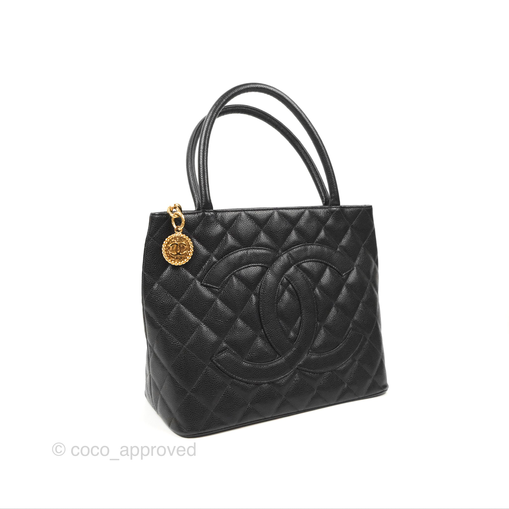 Chanel Vintage Medallion CC Black Caviar Tote Bag Gold Hardware – Coco  Approved Studio