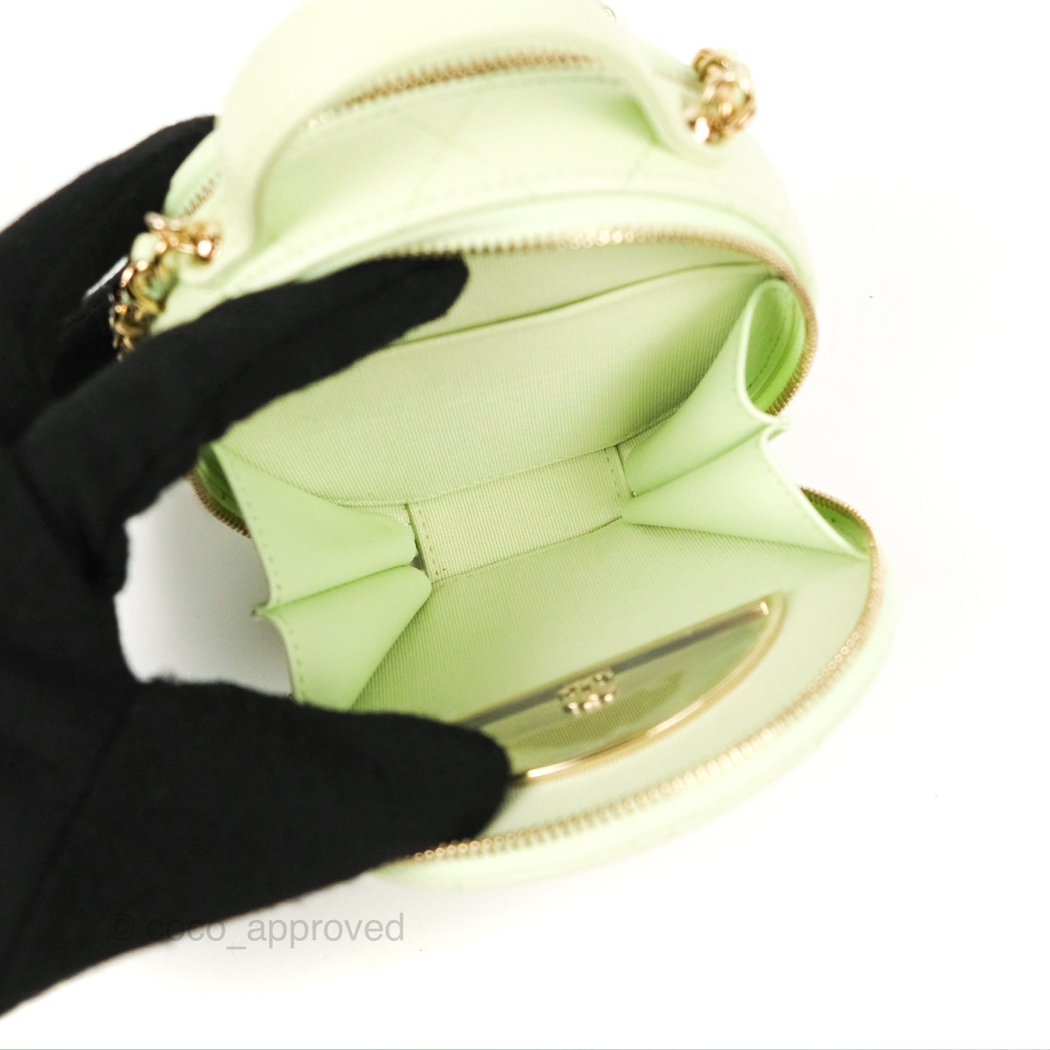 CHANEL Mini Coco Handle Flap Bag in Green Caviar