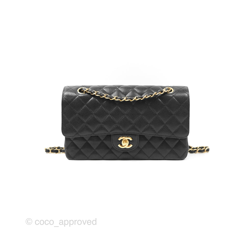 Chanel Classic M/L Medium Flap Quilted Black Caviar Gold Hardware