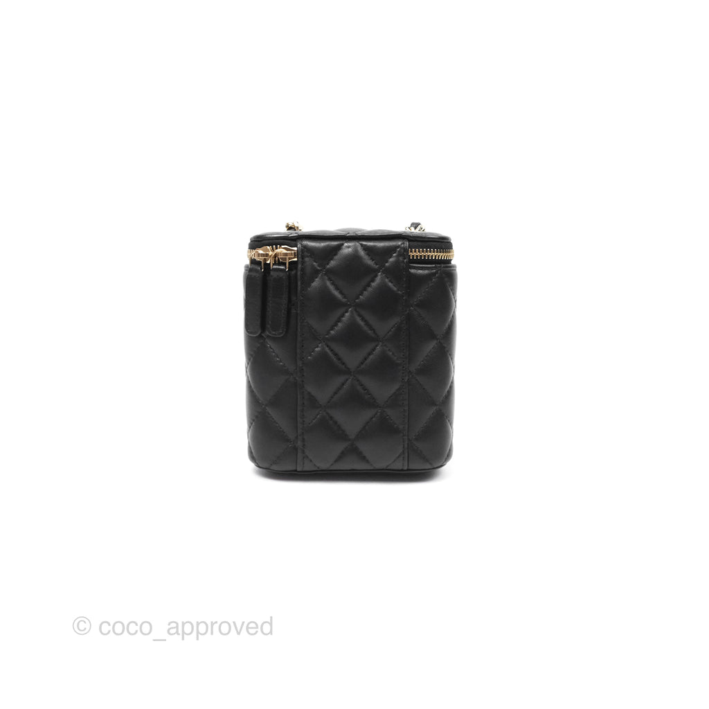 Chanel Classic Mini Vanity With Chain Black Lambskin Gold Hardware