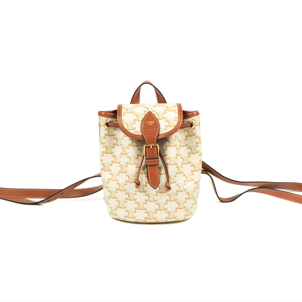 Celine Small Bucket Triomphe Canvas Tan Calfskin – Coco Approved