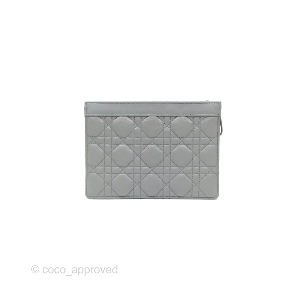 Christian Dior Dior Caro Every Dior Pouch Stone Gray Cannage Calfskin