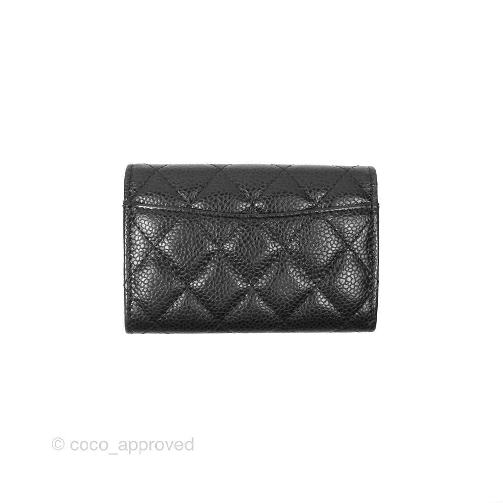 Chanel Quilted Flap Card Holder Caviar Black Gold Hardware