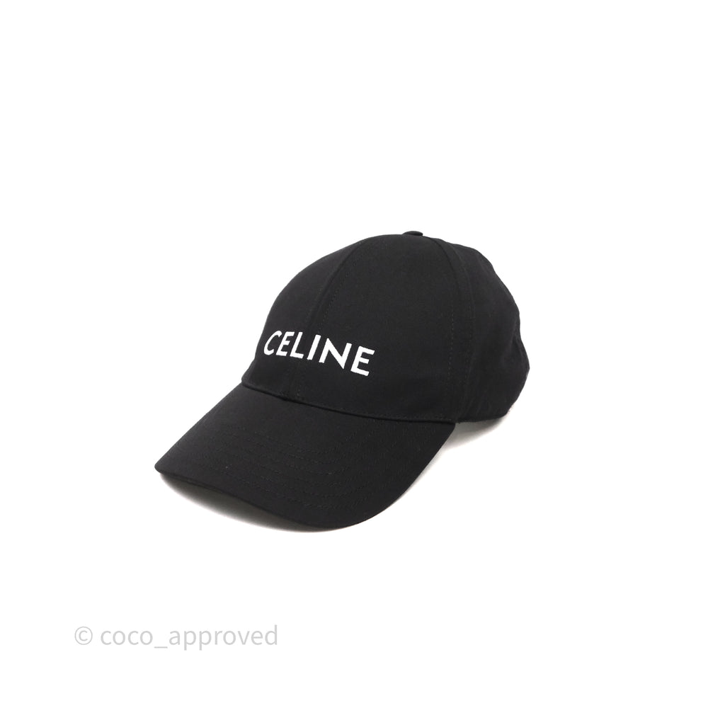 Celine Baseball Cap Cotton Triomphe Black