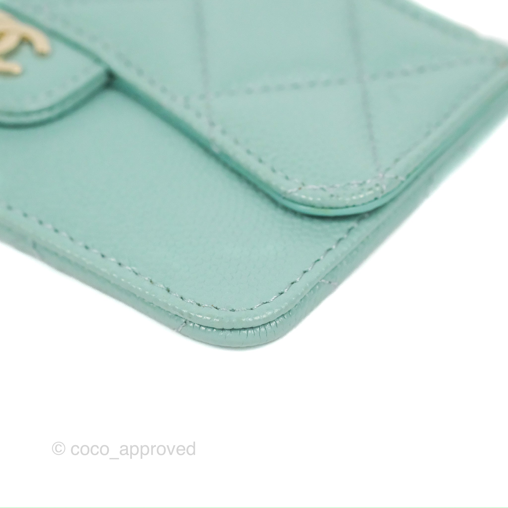 Chanel Quilted Zip Flap Card Holder Tiffany Blue Caviar Gold Hardware –  Coco Approved Studio
