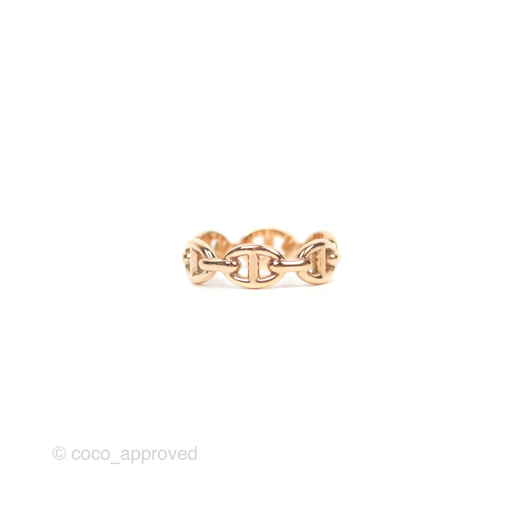 Hermès Chaine d'Ancre Enchainee Band Ring PM Rose Gold Size 52