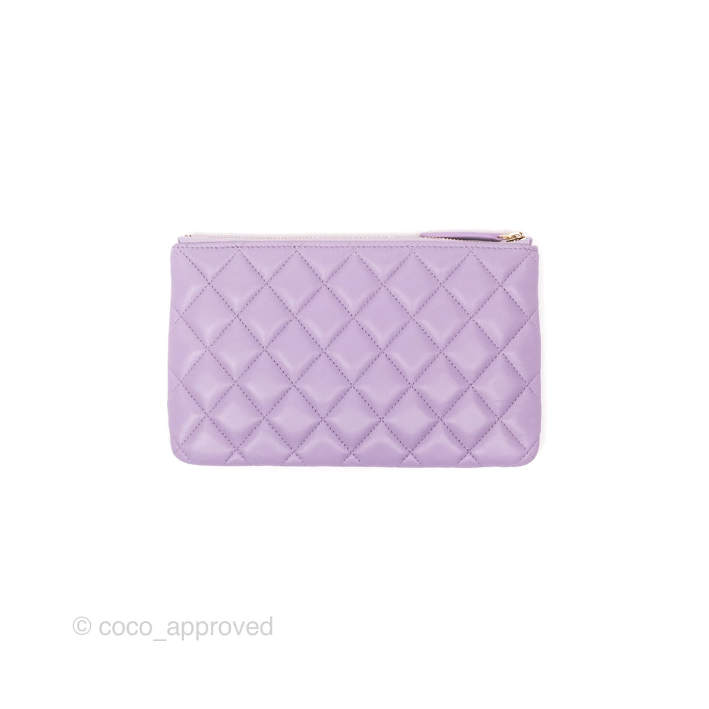 Chanel Pearl CC Small Pouch Purple Lambskin Gold Hardware