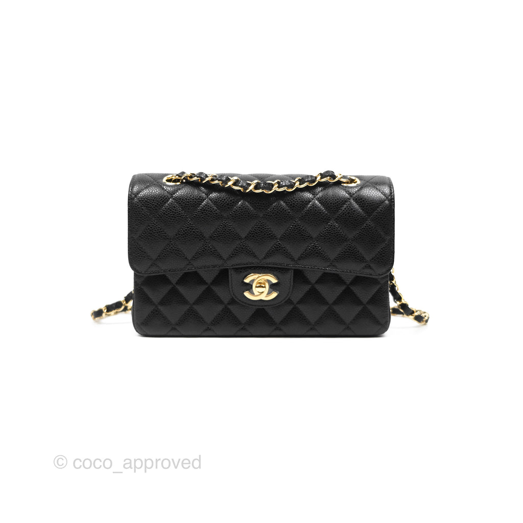 Chanel Small Classic Quilted Flap Black Caviar Gold Hardware