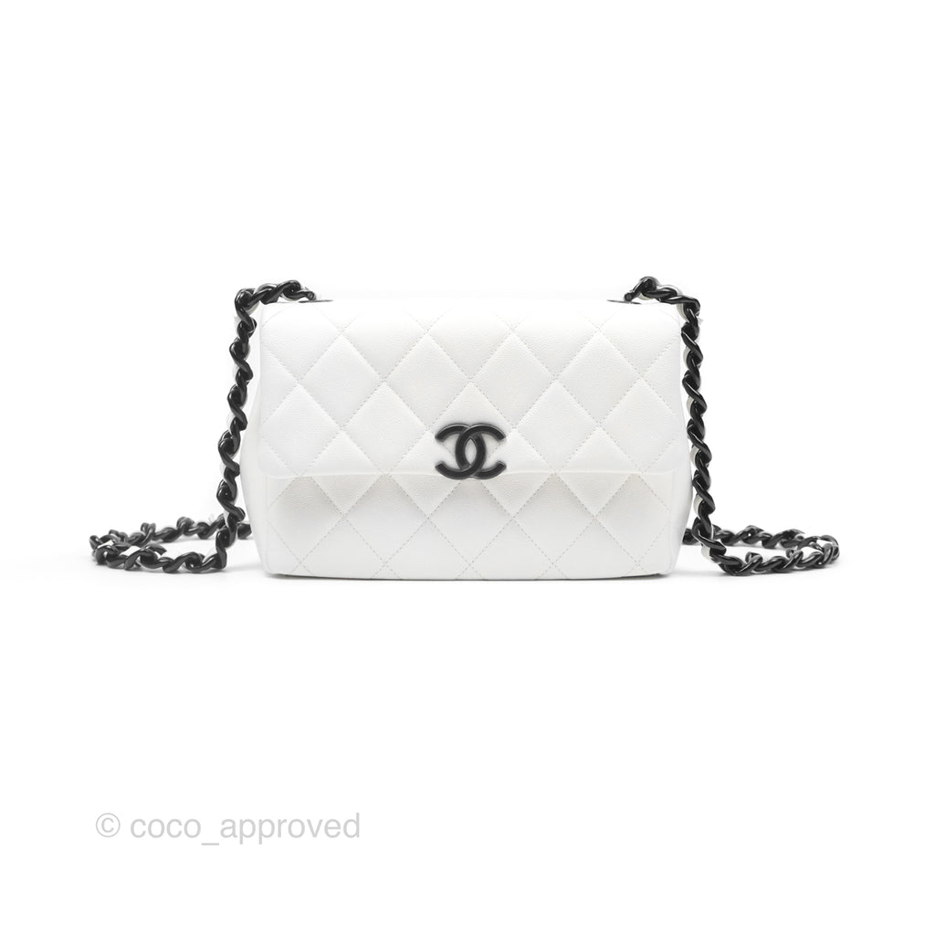 Chanel Quilted My Everything Medium Flap Bag White Caviar Incognito Hardware