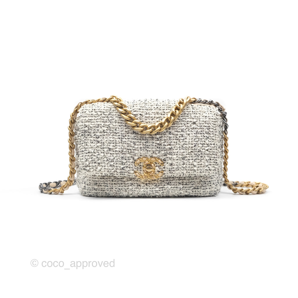 Chanel 19 Small Tweed Oreo Cream Mixed Hardware