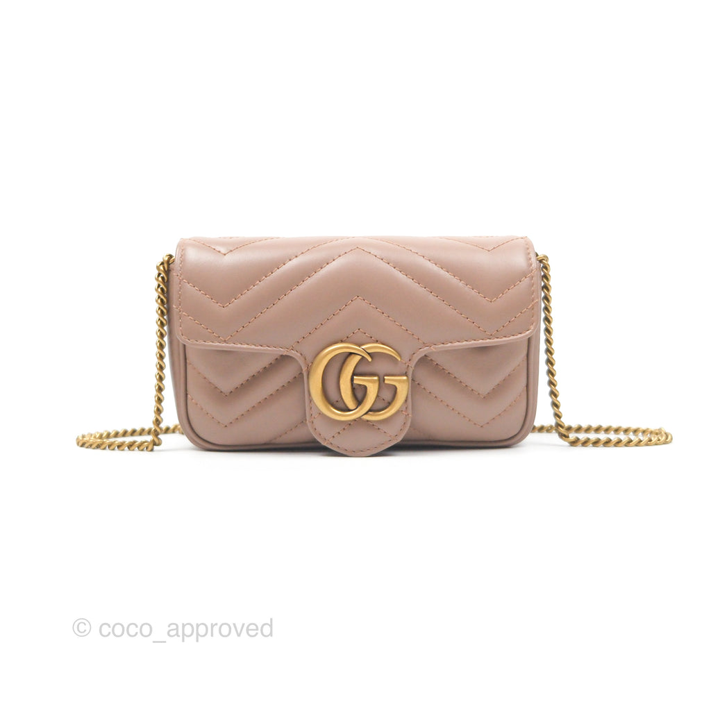 Gucci GG Marmont Matelassé Leather Super Mini Bag Dusty Pink