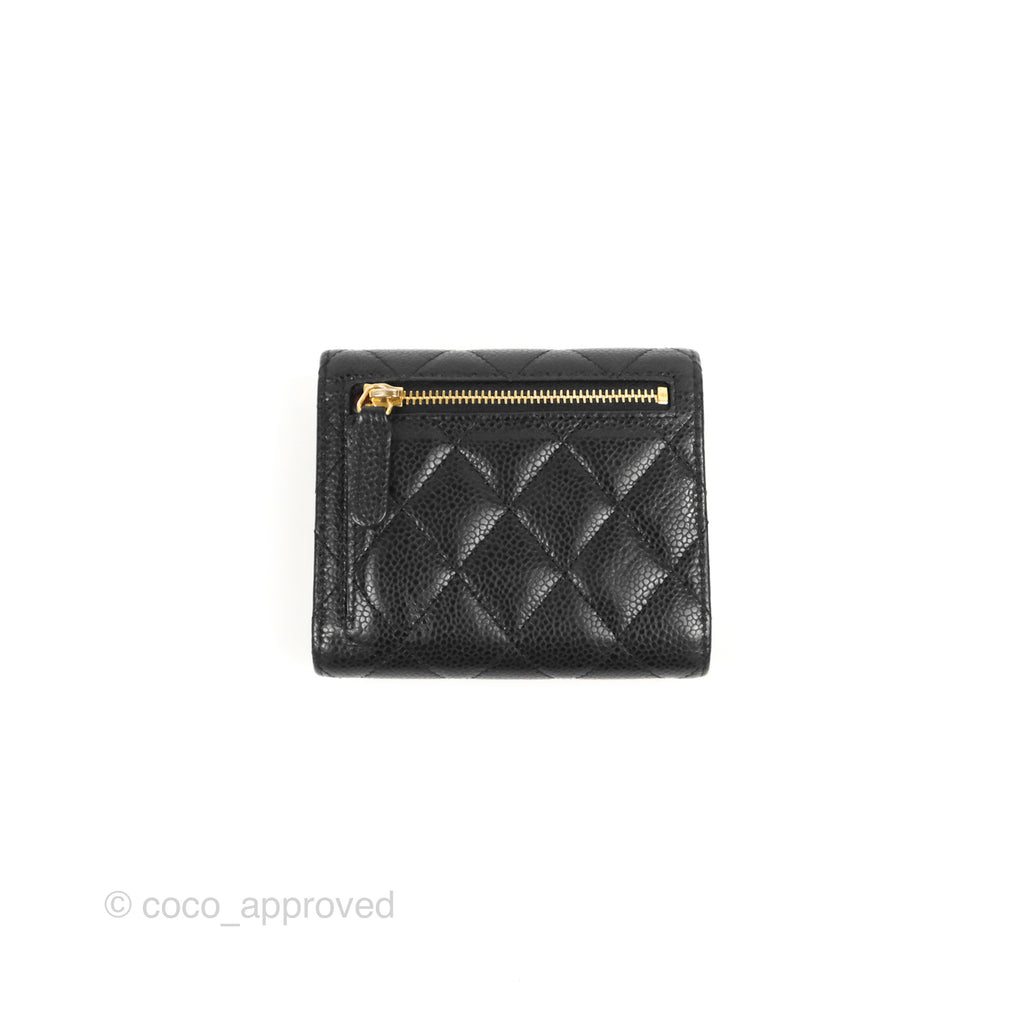 Chanel Classic Short Flap Wallet Black Caviar Gold Hardware