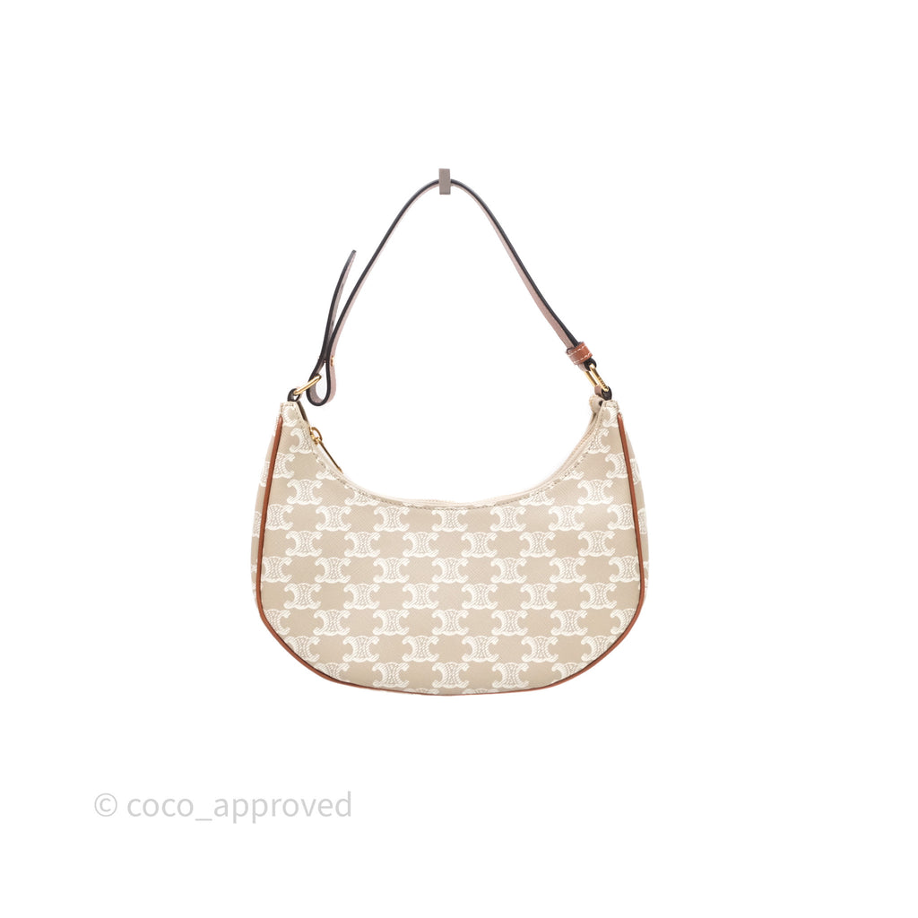 Celine Ava Bag In Triomphe Canvas Calfskin Grege