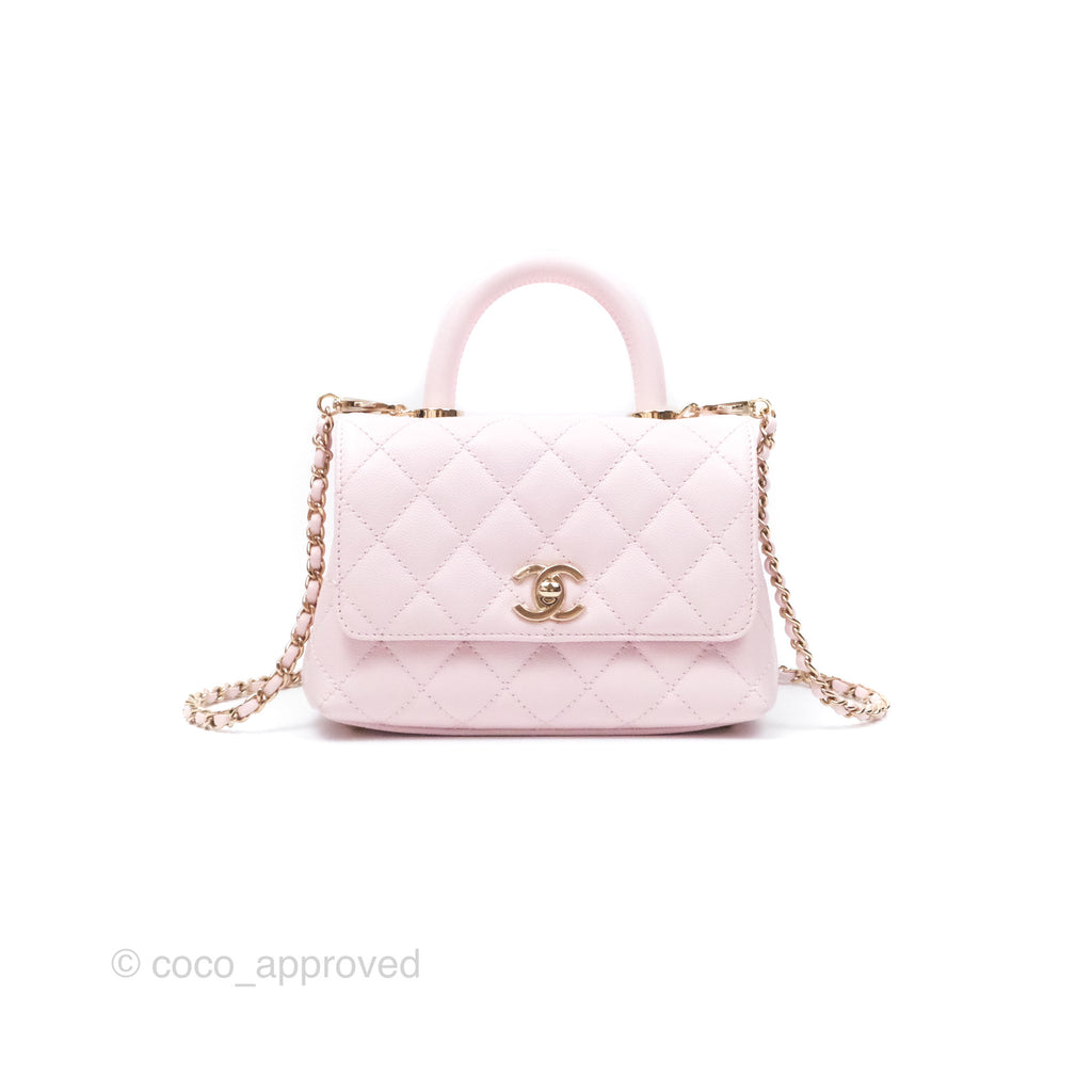 Chanel Mini Coco Handle Quilted Light Pink Caviar Gold Hardware