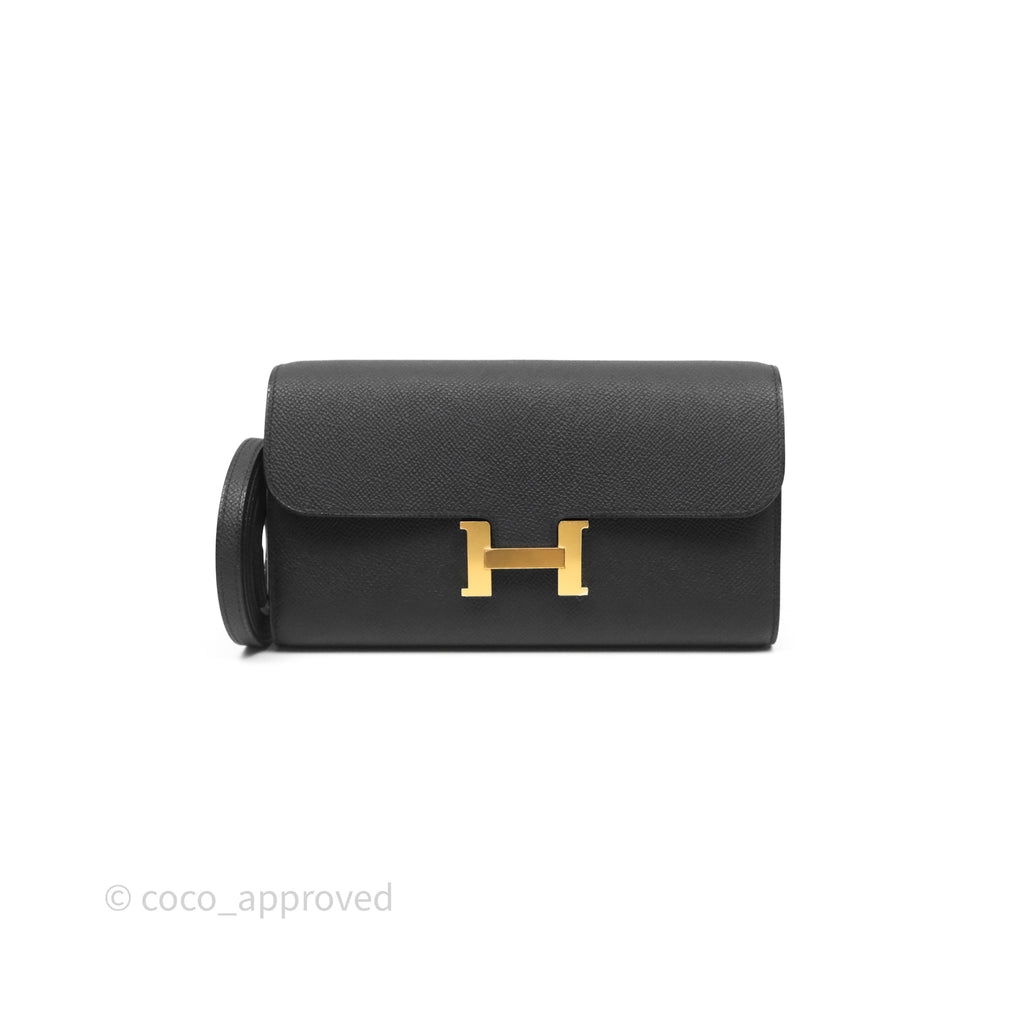 Hermès Constance Long To Go Wallet Black Noir 89 Epsom Gold Hardware