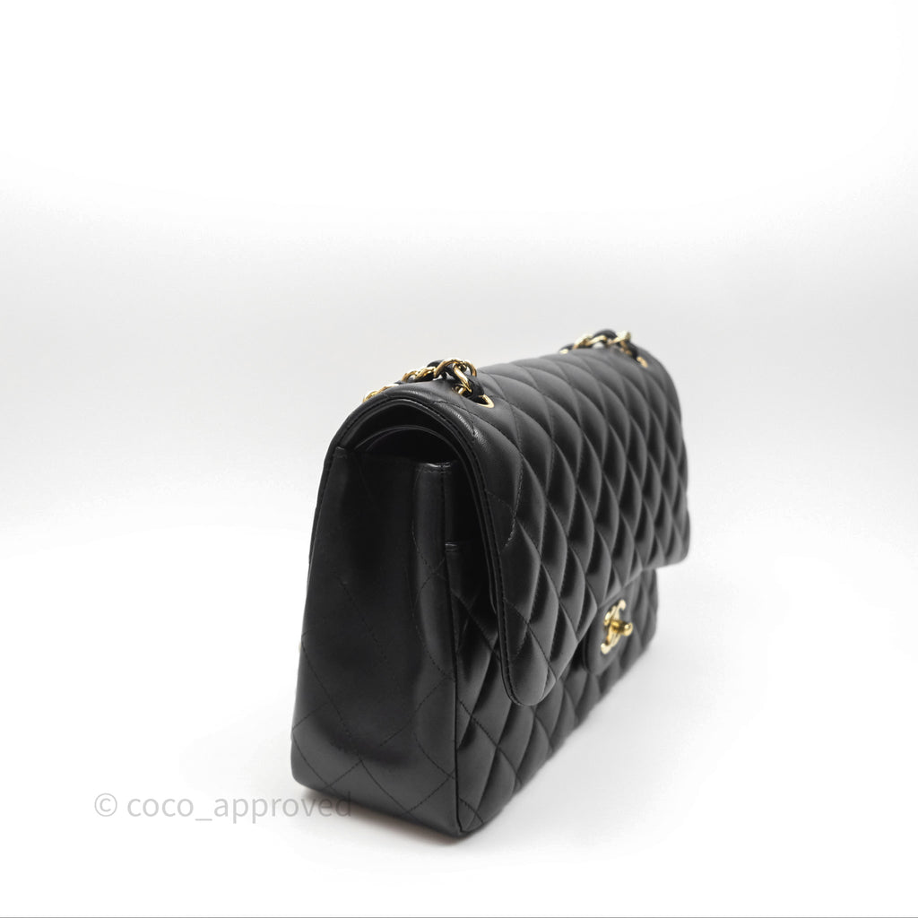 Chanel Jumbo Double Flap Black Lambskin Gold Hardware⁣⁣