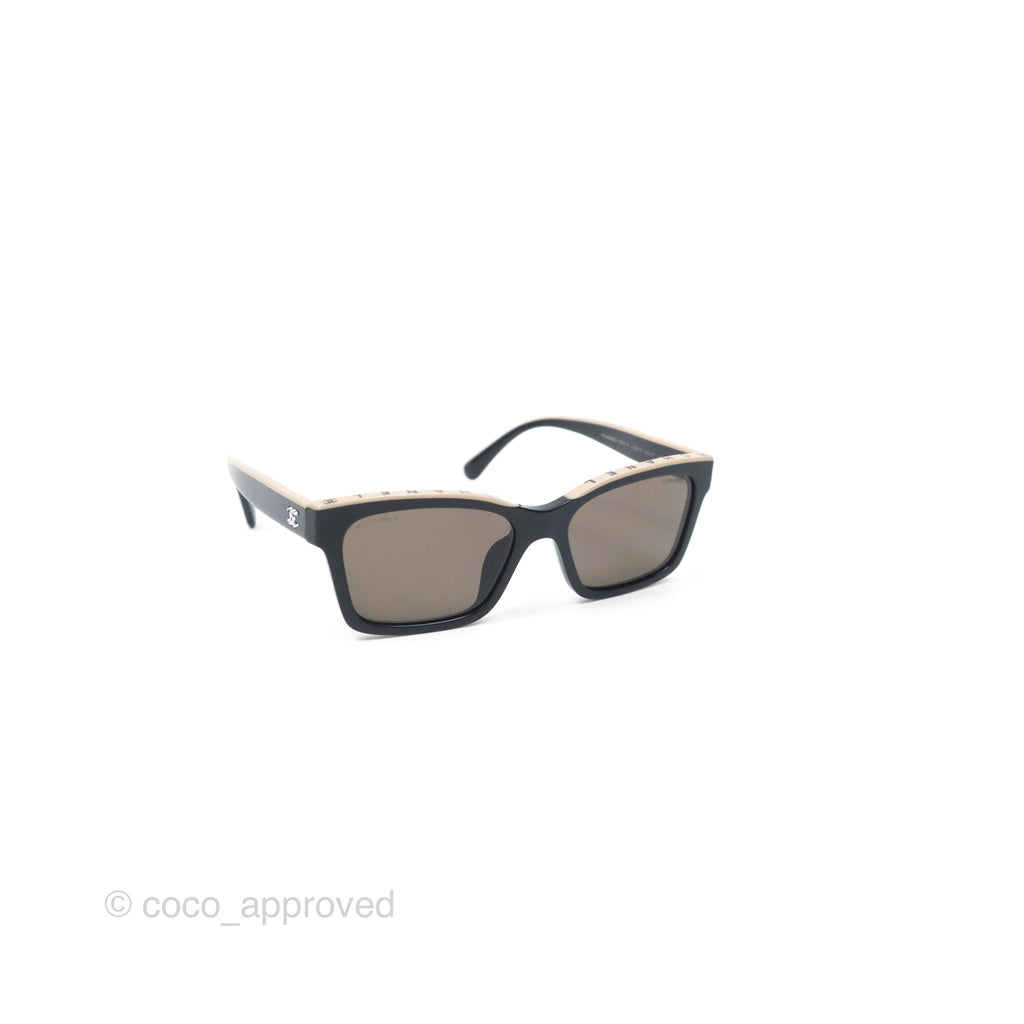 Chanel Acetate Square Sunglasses Black/Beige