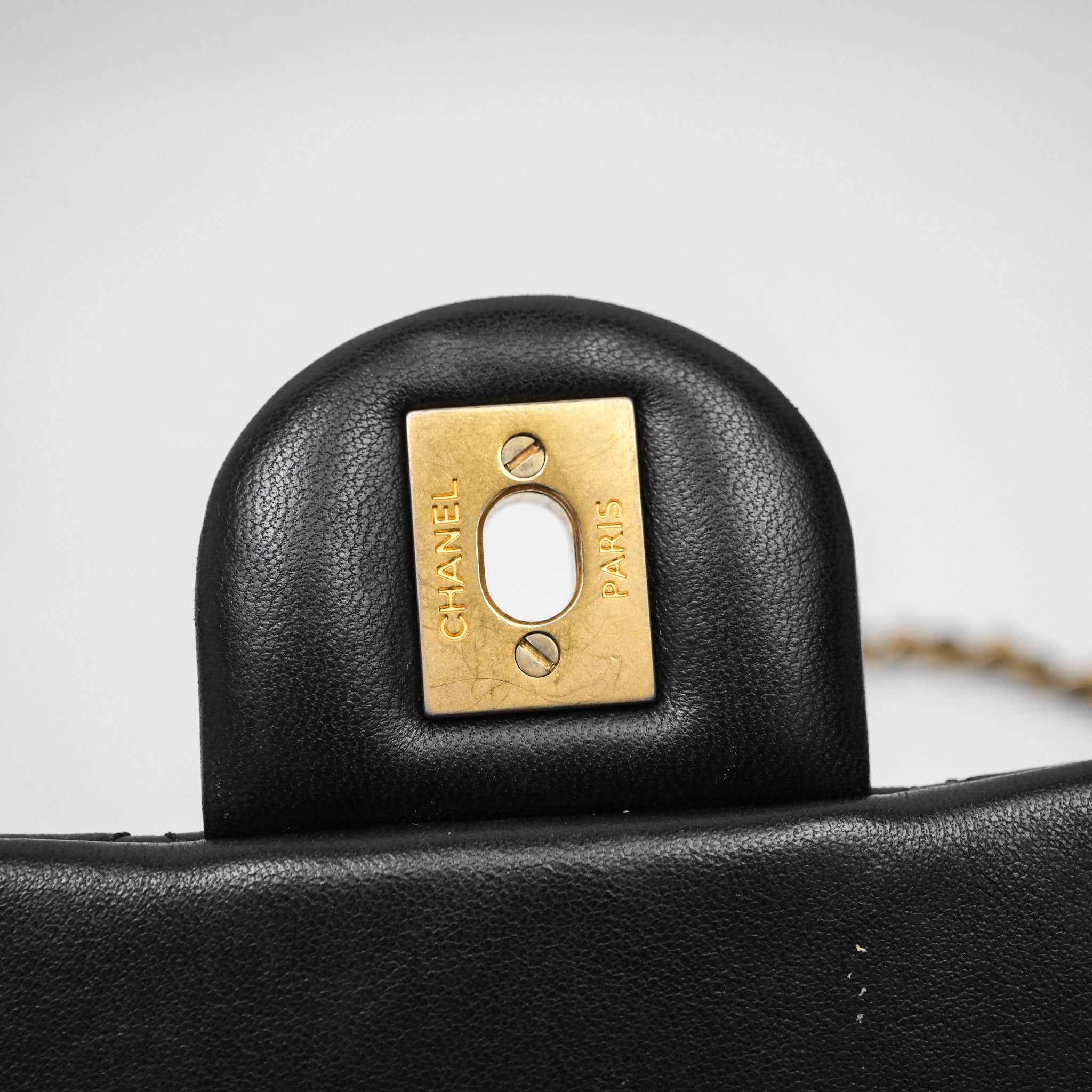 Chanel Pearl Crush Mini Square Quilted Black Lambskin Aged Gold