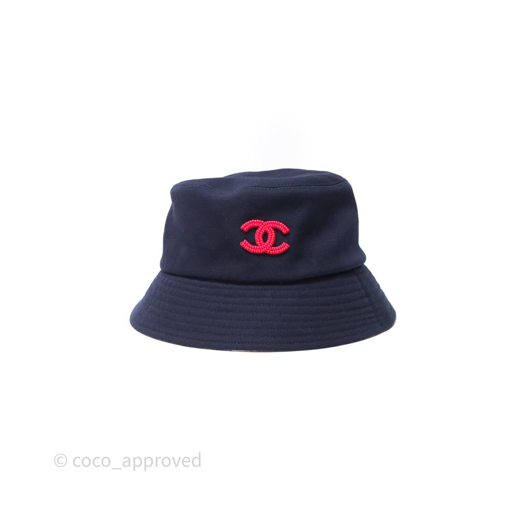 Chanel Pink CC Navy Bucket Hat