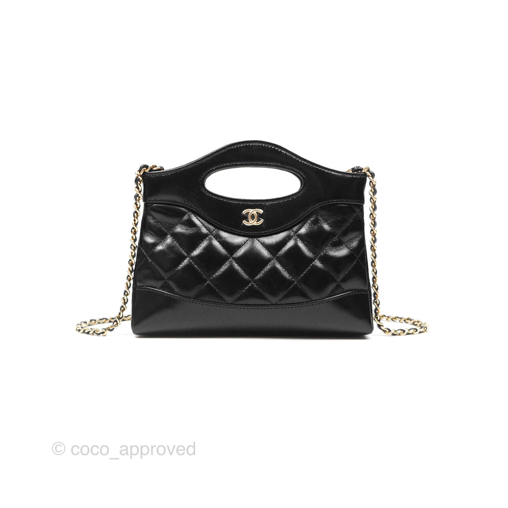 Chanel Nano 31 Black Shiny Calfskin Gold Hardware