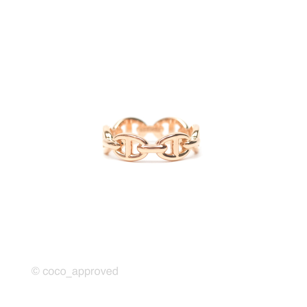 Hermès Chaine d'Ancre Enchainee Band Ring PM Rose Gold Size 51