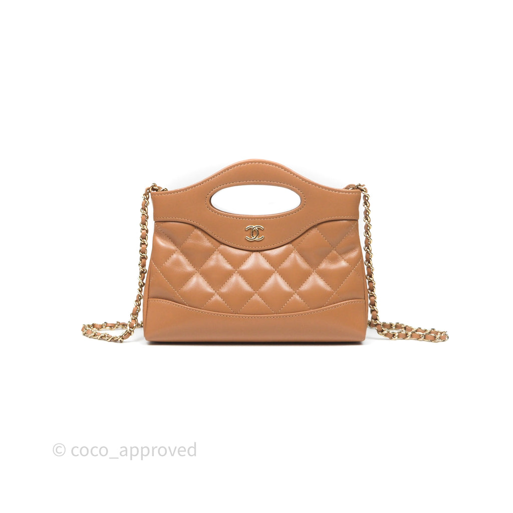 Chanel Nano 31 Dark Beige Shiny Lambskin Gold Hardware