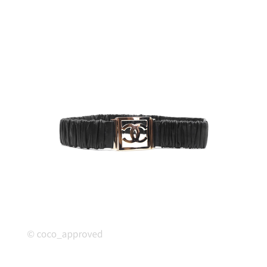 Chanel Square CC Belt Black Gold Hardware Size 75 23C