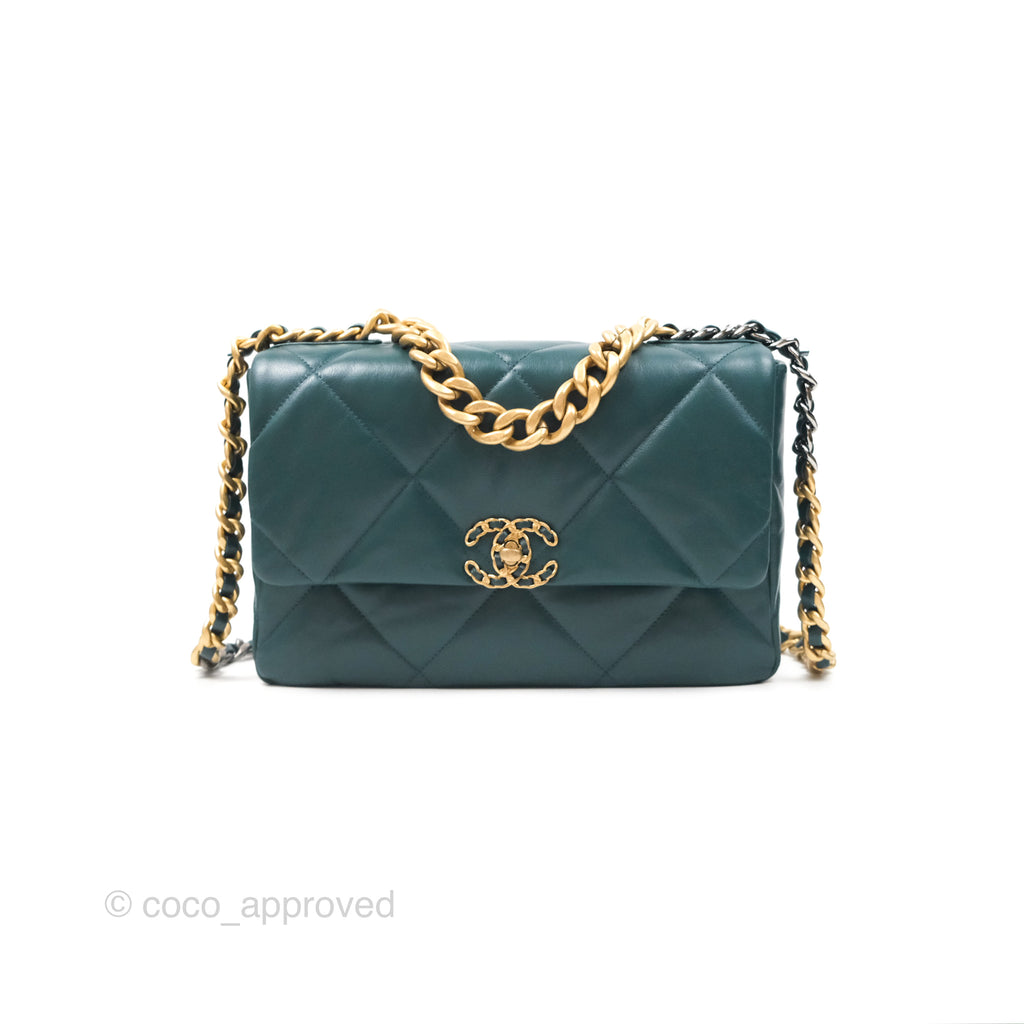 Chanel 19 Medium Green Goatskin Mixed Hardware