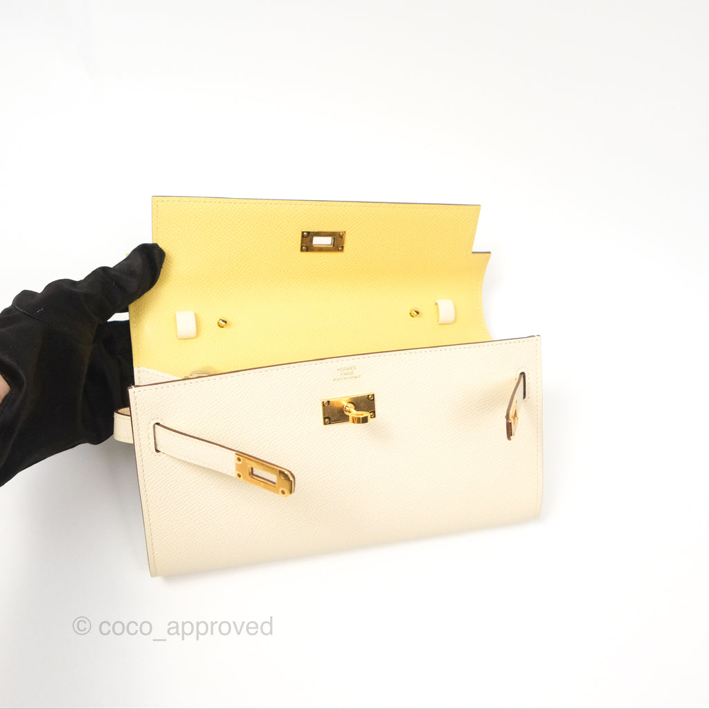 Hermès Kelly To Go Wallet Epsom Nata/ Jaune Poussin Gold Hardware