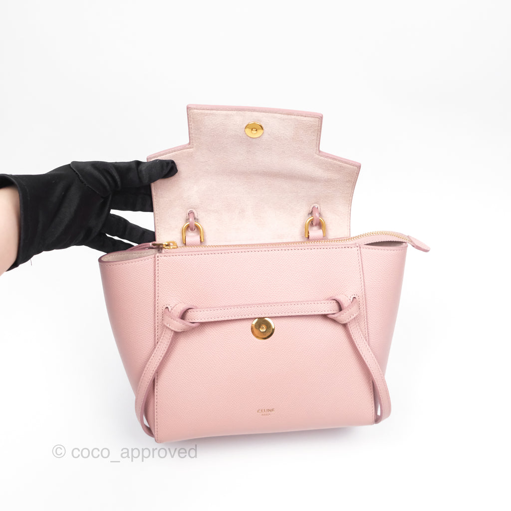 Celine Nano Belt Bag Pink Grained Calfskin Gold Hardware