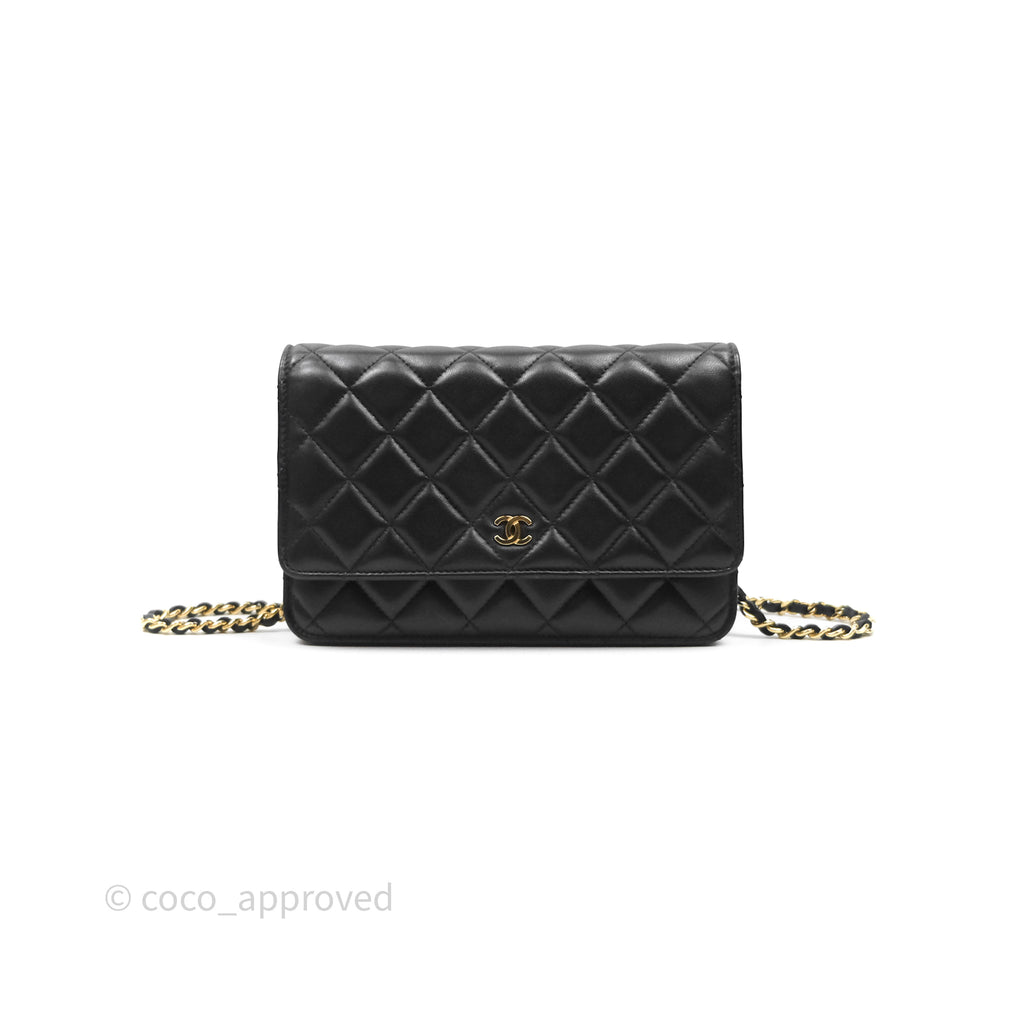 Chanel Quilted Classic Wallet on Chain WOC Black Lambskin Gold Hardware