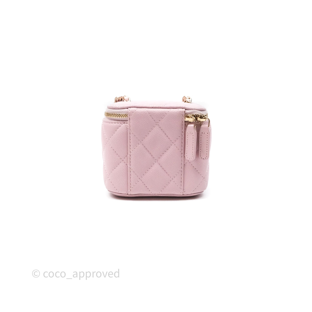 Chanel Mini Vanity With Chain Lilac Caviar Gold Hardware