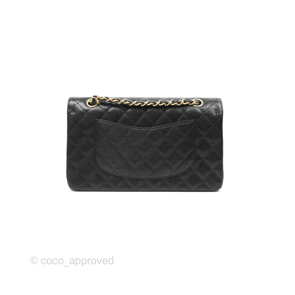 Chanel Classic M/L Medium Flap Quilted Black Caviar Gold Hardware