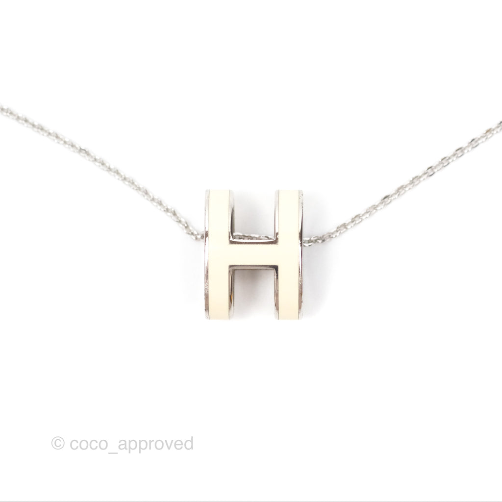 Hermès Pop H Pendant Necklace Blanc 01 Palladium Hardware