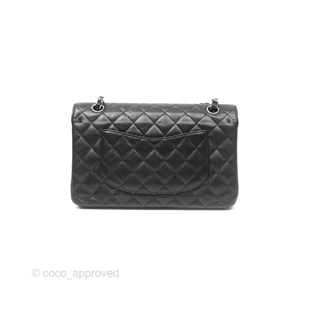 Chanel Classic M/L Medium Flap Quilted Black Caviar Silver Hardware