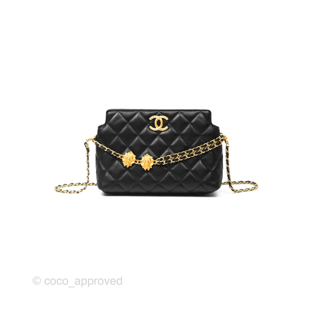 Chanel Clutch With Chain Black Lambskin Gold Hardware