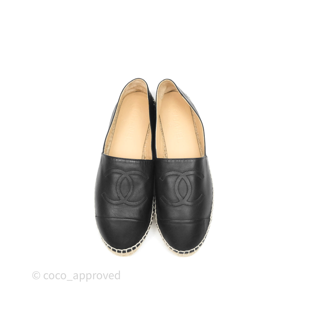 Chanel Espadrille Black Leather Size 40